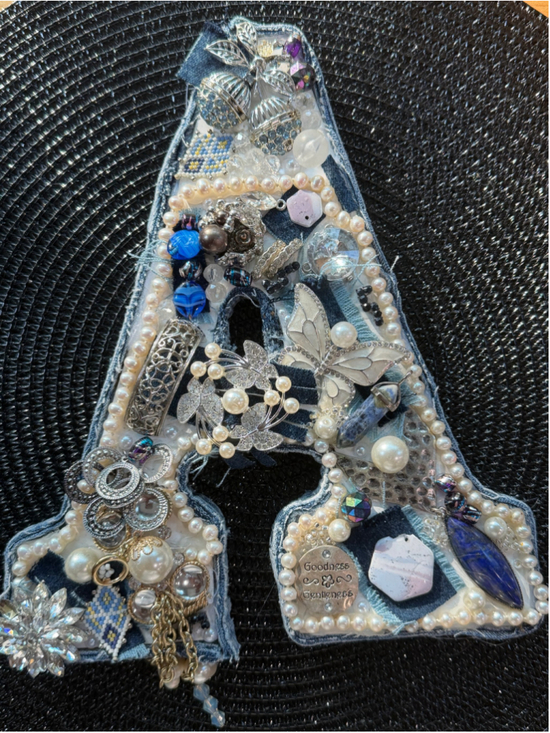 Unbranded Other - Blue White Diamonds & Pearls Letter A Wall Art One Size